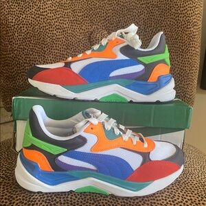 Puma Vibrant Red, Blue, and Orange Kids Sneakers